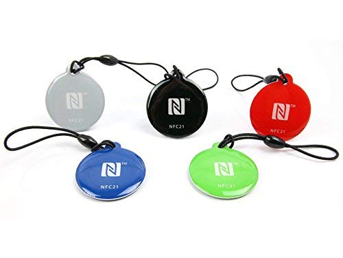 5 NFC Tag Pegatina, 30 mm, NXP NFC Chip, 180 Byte, Ideal para Dispositivos de/Control de Perfil (WiFi, Bluetooth, Aplicaciones) - con Todos los teléfonos NFC compatibles
