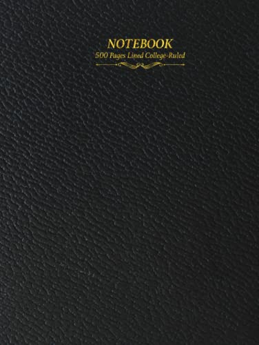 500 Pages Lined College-Ruled Jumbo-Sized Composition Notebook Hardcover: Black Leather Cover Design | Lined Pages with Page Numbers & Table of ... Students, Artists, Writers or Teachers