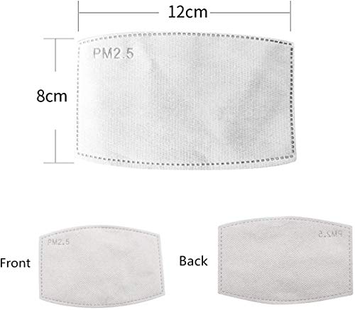 50pcs PM2.5 Filtro de carbón activado Filtro protector de inserción de respiración para hombres y mujeres, algodón reemplazable anticontaminación para adultos Actividades al aire libre