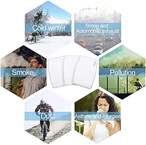 50pcs PM2.5 Filtro de carbón activado Filtro protector de inserción de respiración para hombres y mujeres, algodón reemplazable anticontaminación para adultos Actividades al aire libre
