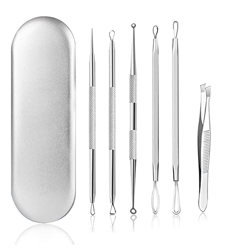 6 piezas Kit Blackhead Remover,Quita Espinillas Negros Comedones Herramientas,Extractor de Acné Eliminación Puntos Negros para la Piel Facial,Puntos Negros Aguja Extractor