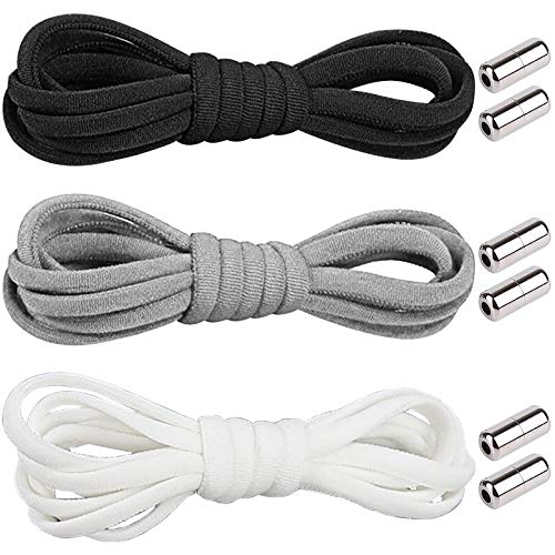 6 x Cordones Elásticos Sin Nudo con Hebilla Metal, Cordones magnéticos Elásticos para Niños y adultos/Maratón y Triatlón Atletas, Corredores, Niños