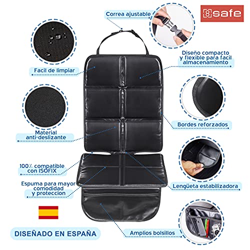 8safe (PACK2) Protector Asiento de Coche Superior | Piel Sintetica Efecto Cuero | Material Leatherette Elegante y Resistente | ISOFIX Compatible