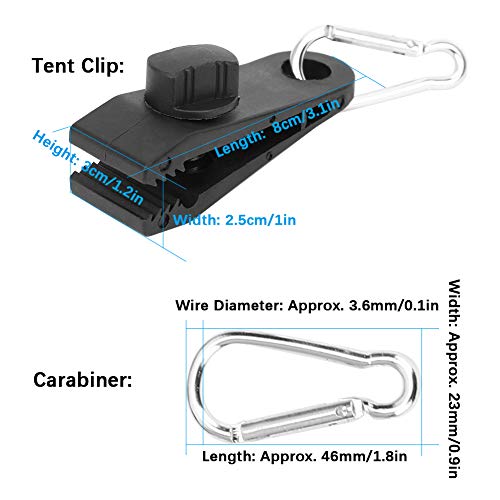 Abrazadera para Tienda, Abrazadera para Camping, Accesorio para Acampar, Equipo para Exteriores, Tienda, Accesorios para Tienda de Campaña, Pinzas de Cocodrilo para Acampar Al Aire Libre