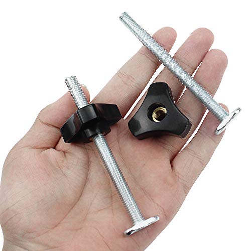 Abrazaderas de Riel en T - PLCatis 2 Piezas M8 Tornillos en T y Tuerca de Mango Plástico - Juego de Abrazadera de Metal Aleación de Aluminio para Sujeción Piezas y Fijación de Madera o metal - 8MM