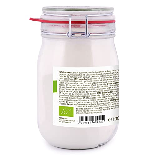 Aceite puro de coco virgen extra orgánico MeaVita 1 Litre (1 X 1000 ml)