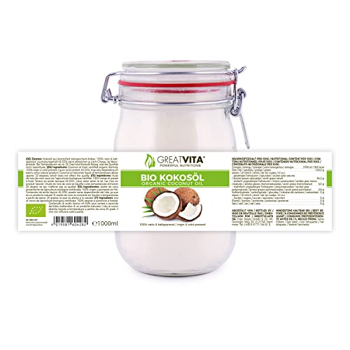 Aceite puro de coco virgen extra orgánico MeaVita 1 Litre (1 X 1000 ml)