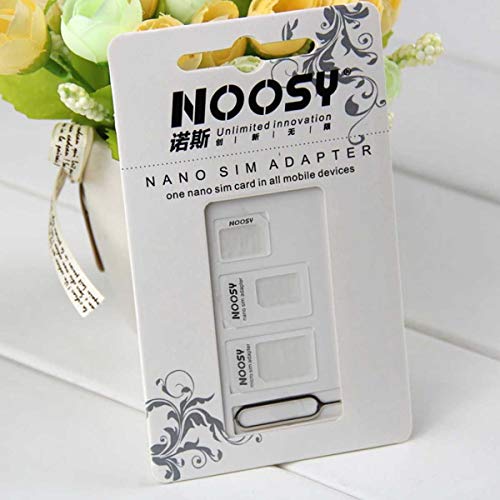 Adaptador de Tarjeta SIM Noosy (Nano/MicroSim) Blanco + Abridor Sim