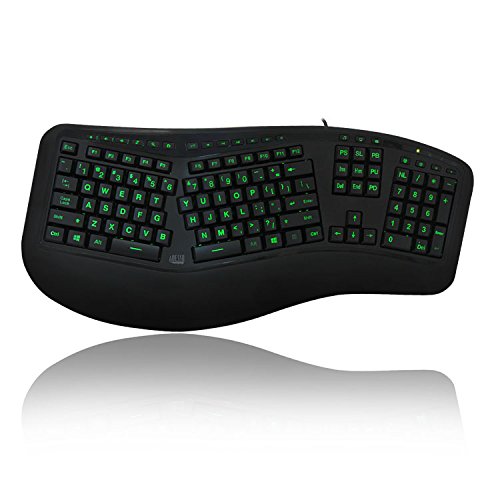 Adesso Tru-Form 150 - Teclado (USB, Universal, Universal, Estándar, Curvo, Negro)