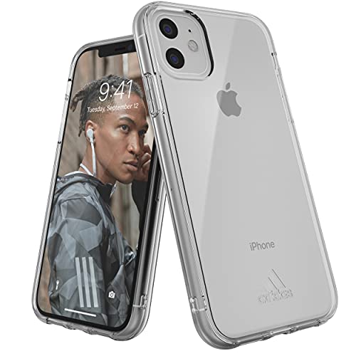 adidas Funda para teléfono Compatible con iPhone 11, Funda con Logotipo Deportivo, a Prueba de Golpes, Totalmente Protectora, Transparente