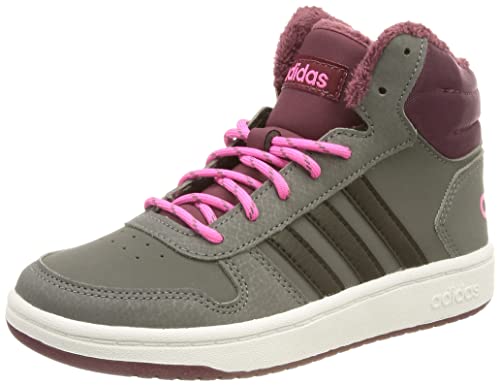 adidas Hoops Mid 2.0, Basketball Shoe, Grey/Core Black/Screaming Pink, 38 2/3 EU