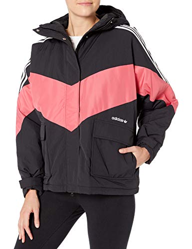 adidas Originals Women's Iconic Winter Jacket, black/craft Pink/White, M