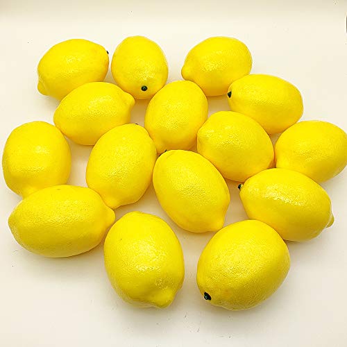 Aisamco 15 Piezas de Limones Artificiales de 10 cm x 7 cm de Frutas sintéticas, Limones Amarillos Artificiales, Espuma de limón para el hogar, Cocina, Guirnalda de Frutas, decoración