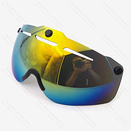 Ajuste for Wildside del Casco de Ciclista Casco Ciclismo Lente Aero Casco de Bicicleta de triatlón TT Ciclismo de Carretera Casco len Contrarreloj Gafas Accesorios (Color : Multicolor)