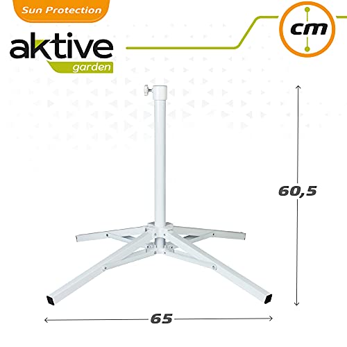 AKTIVE 53852 - Soporte sombrilla, Pies para sombrilla, Soporte sombrilla 4 patas, aluminio, mástil Ø25/32 mm, 65x65x60 cm, rosca ajustable, Pie con patas plegables, AKTIVE Garden