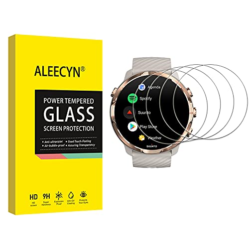 Aleecyn 4 Unidades Protector de Pantalla para Suunto 7, Anti Arañazos,Sin Burbujas,Vidrio Templado, Protector de Pantalla Suunto 7