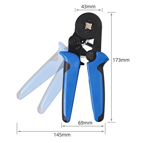 Alicates de Terminales 0.25-10mm² Crimpadora HSC8 6-4a puntera con 4 Caras con 1200 Terminales Eléctricos AWG 23-7 Juego de Alicates con Terminales para Uso Domestico, Eletricista Profesional
