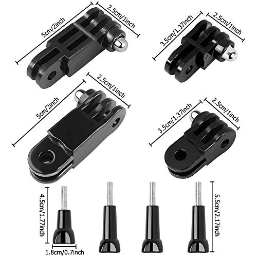 AMACOAM 3 Vías Brazo de Pivote Ajusta Las Articulaciones de Extensión de Brazo Pivote de Extensión Montaje de Juntas Rectas con Tornillos Largos y Cortos para Gopro Hero6/5/4/3/2/1 Negro 16 Piezas