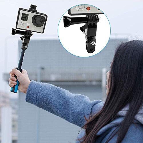 AMACOAM 3 Vías Brazo de Pivote Ajusta Las Articulaciones de Extensión de Brazo Pivote de Extensión Montaje de Juntas Rectas con Tornillos Largos y Cortos para Gopro Hero6/5/4/3/2/1 Negro 16 Piezas