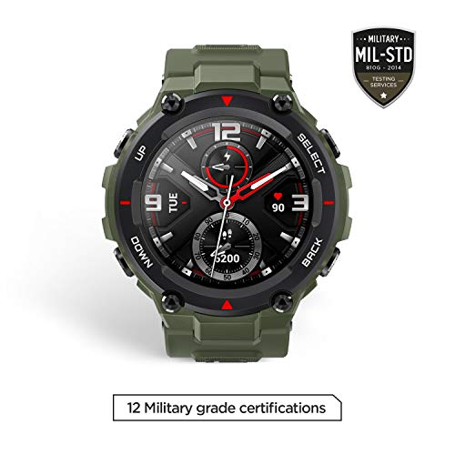 Amazfit T-Rex Smartwatch Pulsera Inteligente Reloj deportativo Monitor de Sueño Notificación Llamada y Mensaje para Andriod iOS (Army Green)