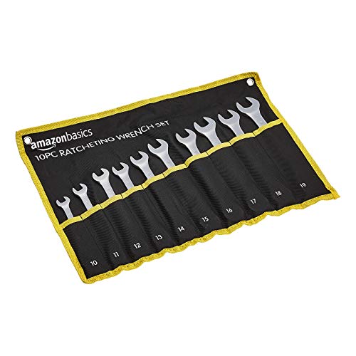 Amazon Basics - Juego de llaves de trinquete, alta torsión, 10 piezas