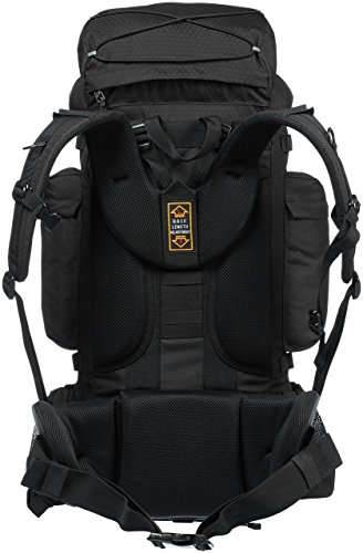 Amazon Basics - Mochila de senderismo con estructura interna y capa para lluvia, 55 L, Negro