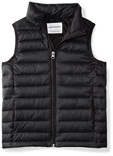 Amazon Essentials Boys' Lightweight Water-Resistant Packable Puffer Vest Camiseta sin Mangas, Negro (Black Caviar), Small