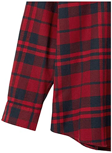 Amazon Essentials - Camisa de franela a cuadros de manga larga y ajuste regular para hombre, Rojo (Red Plaid), US L (EU L)