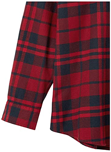 Amazon Essentials - Camisa de franela a cuadros de manga larga y ajuste regular para hombre, Rojo (Red Plaid), US L (EU L)