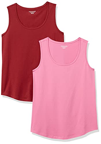 Amazon Essentials Paquete de 2 Camisetas sin Mangas de Ajuste clásico 100% algodón Camisa, Burdeos/Rosa, XXL