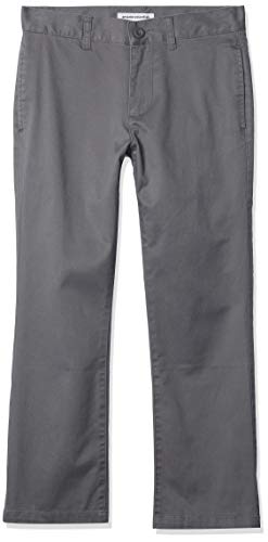 Amazon Essentials Straight Leg Flat Front Uniform Chino Pant Pants, Gris, 14(S)