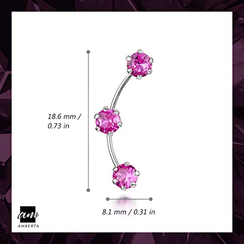 Amberta Pendientes Trepadores con Cristales para Mujer en Plata de Ley 925: Circonita Rosa