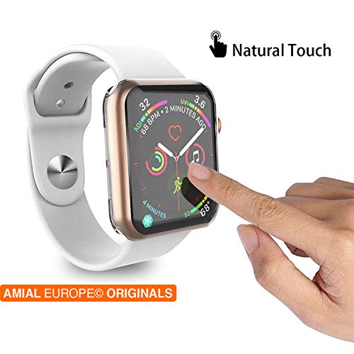 Amial Europe - Funda Soft Slim Compatible con Apple Watch Series 1/2/3 and Series 4/5 [TPU Case] Cover de Bumper y Protector de Pantalla Integrados (38mm, Transparente)