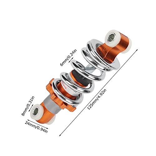 Amortiguador de suspensión trasera, amortiguador de motocicleta, resorte de amortiguación de 400 lb para mini scooter con paso de orificio de 125 mm