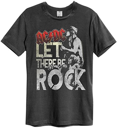 Amplified ACDC-Let There be Rock Camiseta, Gris (Charcoal CC), XS para Hombre