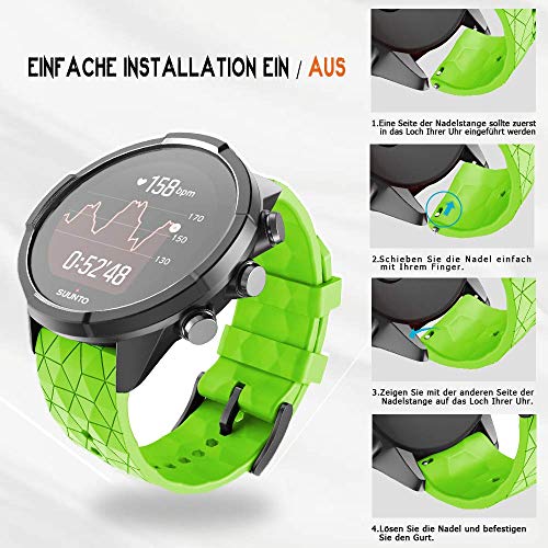 ANBEST Compatible con Suunto 9/Suunto 9 Baro/Suunto 7 Correas, Pulseras de Repuesto de 24mm de Silicona para Suunto D5/Suunto Spartan Sport Wrist HR Smart Watch, Verde