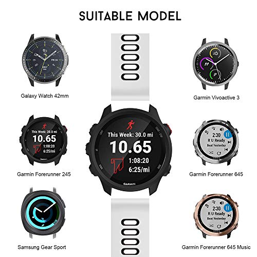 ANBEST Pulsera de Silicona Compatible con Vivoactive 3/Forerunner 245/645 Correa, 20mm Correa de Deportiva Apropiado para Galaxy Watch 42mm/Gear Sport/Active 2 40mm Smart Watch, Blanco/Negro