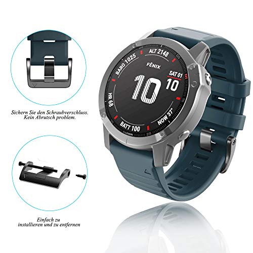 ANBEST Silicona Pulsera Compatible con Fenix ​​6X/Fenix ​​5X/Fenix 5X Plus/Fenix ​​6X Pro Correa, 26mm Repuesto de Liberación Rápida Deporte Correa para Fenix ​​3/​​3 HR Smart Watch, Roca