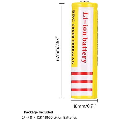 Anku 4 Unidades, Pilas Recargables 18650 3.7V 5000mAh de Botón de Alta Capacidad li-Ion Baterías, 1200 Ciclos de Larga DuracióN