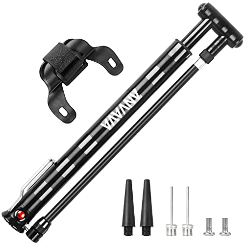 ANVAVA Mini Bomba de Bicicleta Portátil Bomba de Bicicleta de Pie 160 PSI Juego Bomba de Bici Pequeña Bomba de Montaña con Marco Fijo para Carretera MTB Electrica BMX Bici, Negro