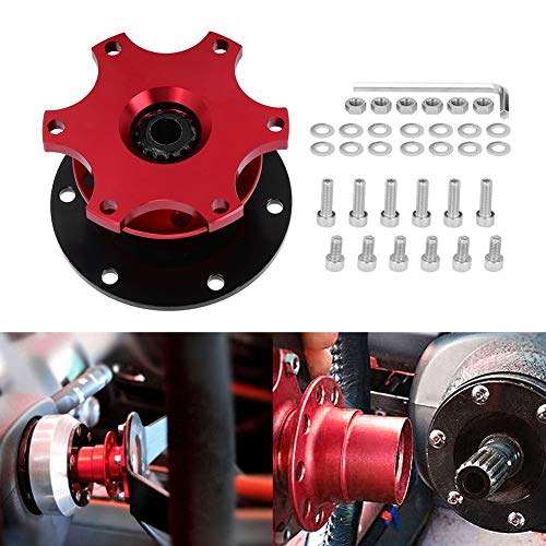 Aramo Steering Quick Release, Universal 6 Agujeros Volante de Liberación Rápida Desconectar Hub Adaptador Kit Herramienta de Reparación de Automóviles CNC Rojo Azul Oro Plata(rojo)