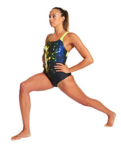 ARENA Bañador Deportivo Mujer Vibration, Black-Soft Green, 36