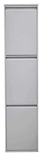 Arregui Basic Cubo de Basura y Reciclaje de 3 Compartimentos, Acero Lacado, Gris Claro