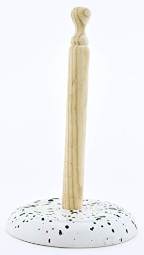 ART ESCUDELLERS PORTAROLLO en Ceramica Hecho y Pintado a Mano con decoración Mate Verde. 17,5 cm x 17,5 cm x 29 cm