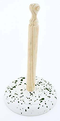 ART ESCUDELLERS PORTAROLLO en Ceramica Hecho y Pintado a Mano con decoración Mate Verde. 17,5 cm x 17,5 cm x 29 cm