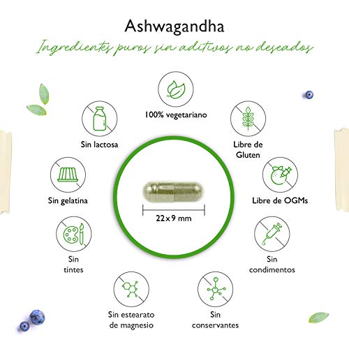 Ashwagandha - 180 cápsulas con 750 mg de extracto puro - Premium: 10% de withanólidos - Probado en laboratorio - Alta pureza - Vegano - Altamente dosificado