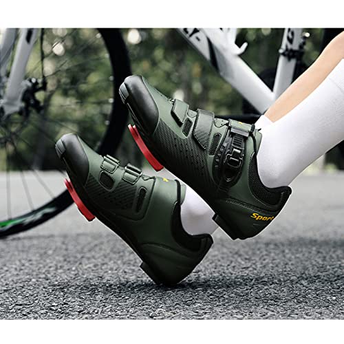 ASORT Calzado de Ciclismo para Hombre Bicicleta de Carretera con SPD Calzado para Montar en Bicicleta de Montaña de Carretera Calzado de Peloton para Carreras en Interiores,GreenA-40EU