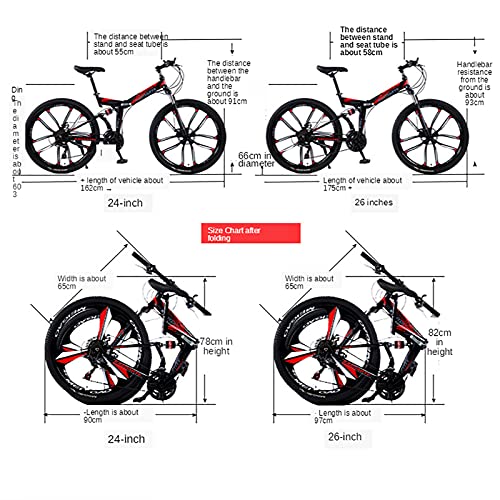 ASPZQ Bicicleta De Montaña Plegable, Freno De Doble Disco Cómodo Móvil Portátil Compacto Liviano Liviano Bicicletas para Adultos Estudiante De Adultos Bicicleta Ligera,A,26 Inch 21 Speed