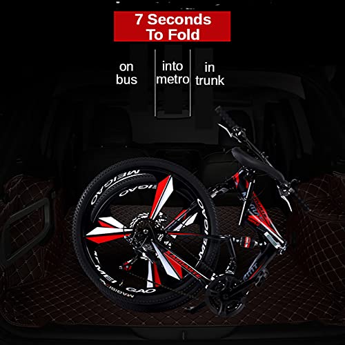 ASPZQ Bicicleta De Montaña Plegable, Freno De Doble Disco Cómodo Móvil Portátil Compacto Liviano Liviano Bicicletas para Adultos Estudiante De Adultos Bicicleta Ligera,A,26 Inch 21 Speed