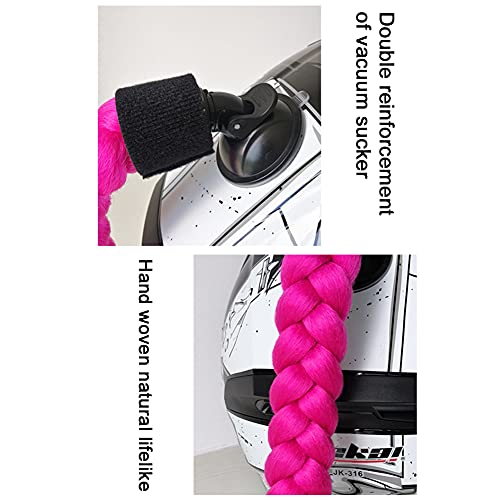 Asudaro Trenzas De Casco, Trenzas Para Cascos De Moto, Peluca Cola De Caballo Con Ventosa Desmontable Para Motocicleta Scooter Casco Accesorios Peluca de Trenza para Mujer